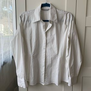 Japanese Weekend White Fitted Button Down Maternity Shirt stretch cotton size S